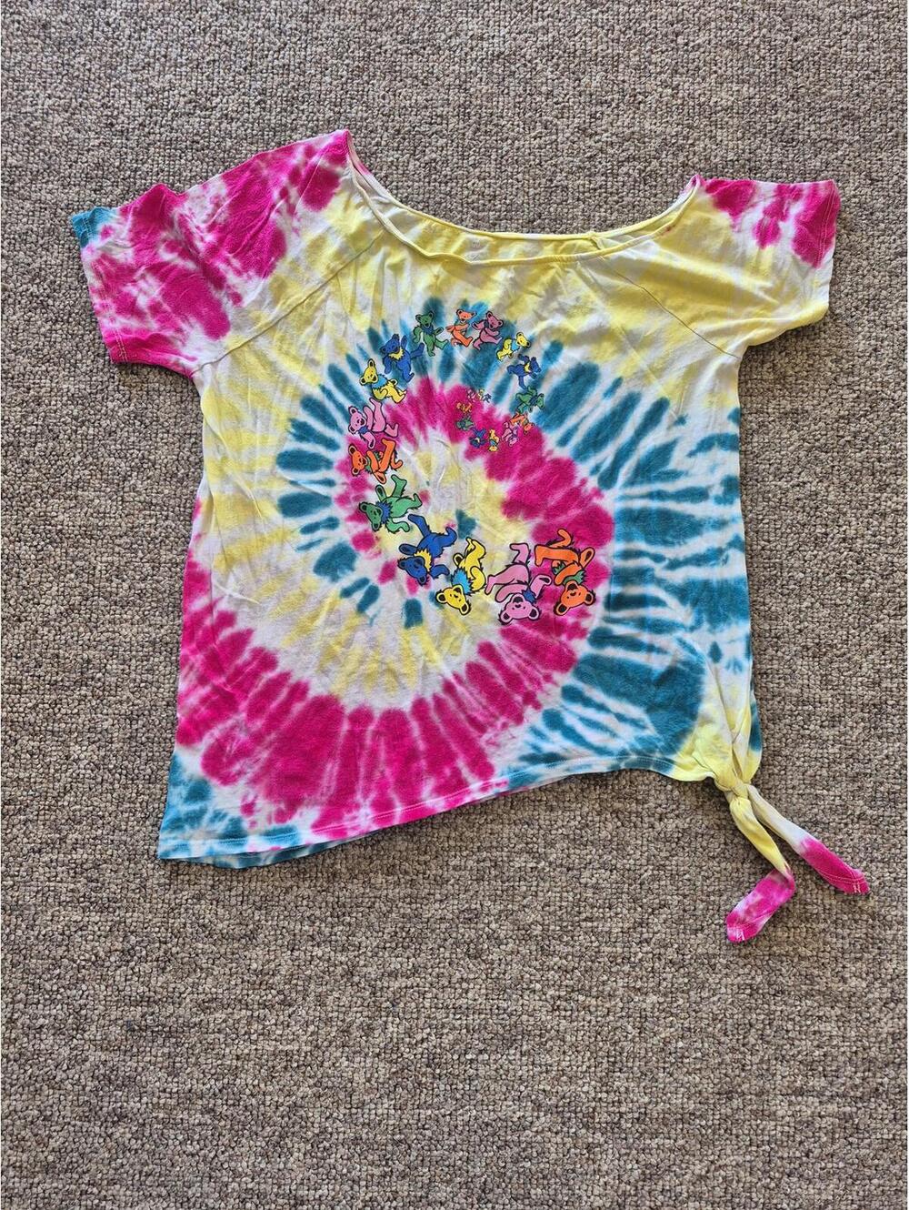 Ripple Junction Tie-Dye Grateful Dead T-Shirt with Knot Detail size 00